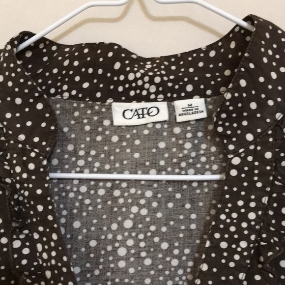 Brown and cream polka dot sleeveless top - Picture 3 of 4